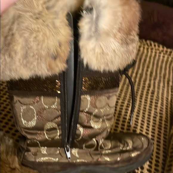 Coach Tan and Brown Signature Fur Boots - Picture 6 of 8